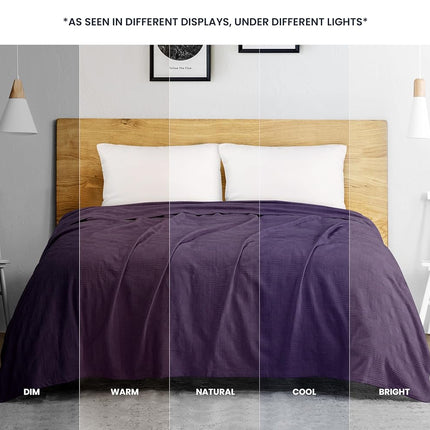 Utopia Bedding Premium Cotton Blanket Full/Queen Plum - Soft Breathable Thermal Blanket - Ideal for Layering Any Bed