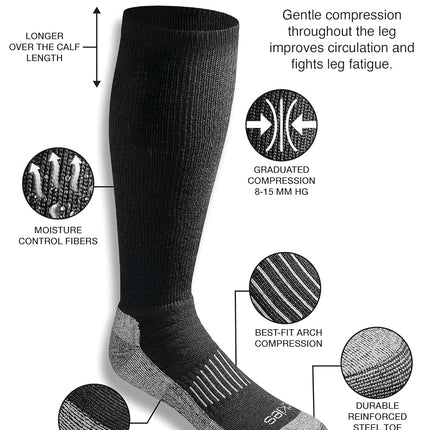 Dickies Men's Light Compression Comfort Over-The-Calf Socks, Available in M-XXL (2, 4 Pairs), Black (2 Pairs), Medium