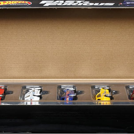 Hot Wheels Cars, Premium Fast & Furious Bundle, 5 1:64 Scale Die-Cast Hot Wheels Cars from the 1st Fast Movie in a Limited-Edition Box for Collectors, HKF08