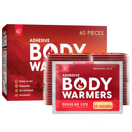 Calentadores de manos IRIS USA – Grandes, 60 calentadores individuales, de larga duración de hasta 18 horas para manos cálidas y calientes - Portátiles, desechables, calentadores de manos y pies, esenciales para el invierno, blanco