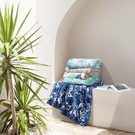 Tommy Bahama - Throw Blanket, Plush Fleece Bedding, Tropical Home Decor for Bed or Couch (Costa Blanca Beige, 50" x 70")