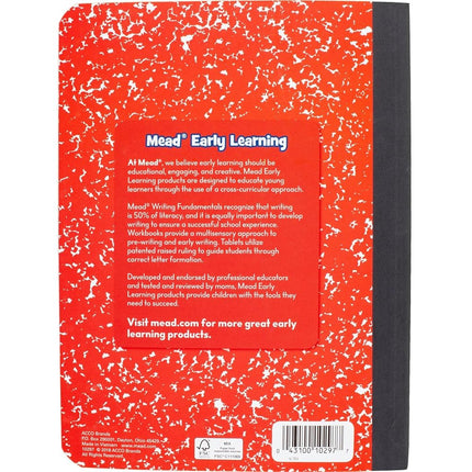 Mead Primary Journal, Half Page Ruled, Grades K-2, 7-1/2" x 9-3/4", 100 Sheets, Red (489903-ECM)