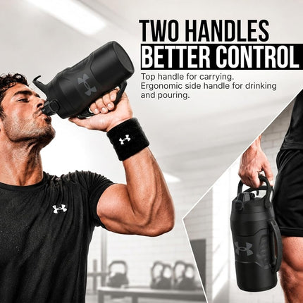 Under Armour Half Gallon Water Bottle Insulated, 64oz Insulated Water Bottle with Handle, Sports Water Jug, Fence Hook, Leak Resistant, for Baseball, Football & More
