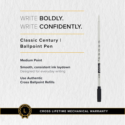 CROSS Classic Century Black PVD Ballpoint Pen with Micro-knurl Detail