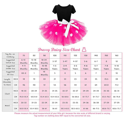 Dressy Daisy Toddler Girl Polka Dots Fancy Dress Up Birthday Party Costume with Mouse Ears Headband Size 5, Hot Pink