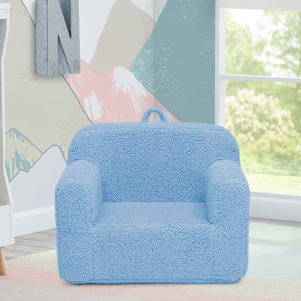 Delta Children Sherpa Cozee Chair - Foam Kids Chair for Ages 18 Months and Up, Powder Blue