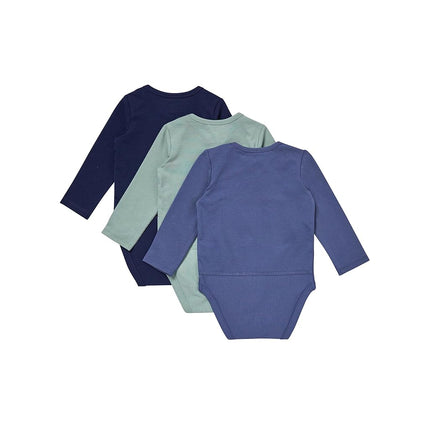 Bodys à manches longues Hanes Pure Comfort unisexe pour bébé, Bodys pour nourrissons, garçons et filles, paquet de 3, bleu/vert, 9 mois