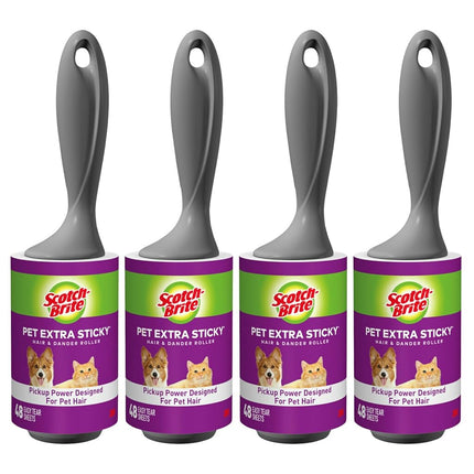 Scotch-Brite Pet Extra Sticky Lint 4, 48 Per Roller, 192 Sheets Total