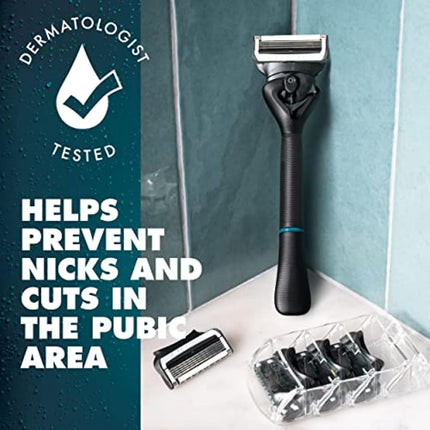 Gillette Intimate Pubic Hair Razor Cartridges, 4 Razor Blade Refills, Gentle and Easy to Use, Dermatologist Tested, With 2x Lubrication