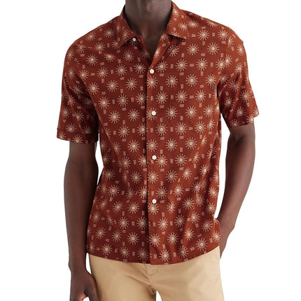 Dockers Men's Short Sleeve Camp Collar Shirt (Regular and Big & Tall), Orange - Mirage Picante (Slub), XXL