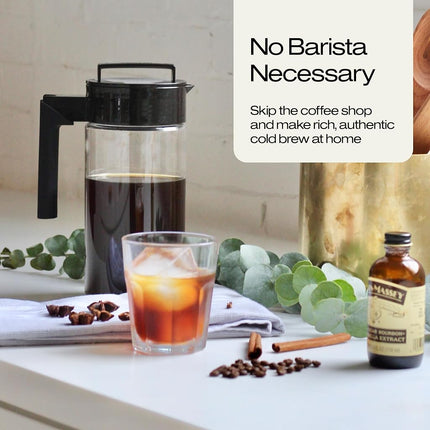 Takeya 10311 Patented Deluxe Cold Brew Iced Coffee Maker with Airtight Seal & Silicone Handle, Made in USA, 2-Quart, Black BPA-Free Dishwasher-Safe
