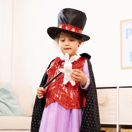 Melissa & Doug Magician Role Play Costume Set - Includes Hat, Cape, Wand, Magic Tricks