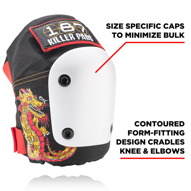 187 Killer Pads Six Pack Pad Set, Elbow Pads, Knee Pads, and Wrist Guards - Ideal for Skateboarding, Roller Skating, and Inline Skating