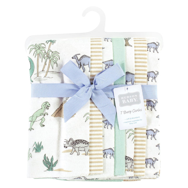 Lot de 7 langes en flanelle de coton Hudson Baby unisexe pour bébé, motif dinosaures, taille unique