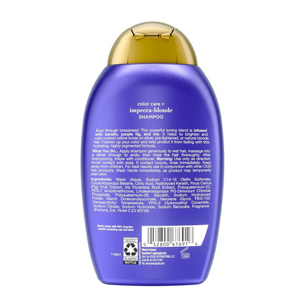Ogx Blonde Enhance + Purple Toning Shampoo For Blonde Coloured Hair 385mL