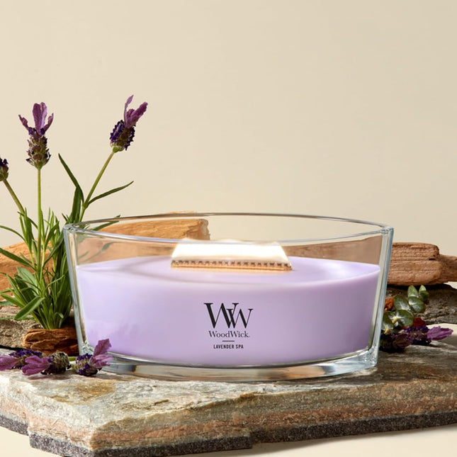 Woodwick Ellipse Scented Candle with Crackling Wick | Lavender Spa | Up to 50 Hours Burn Time