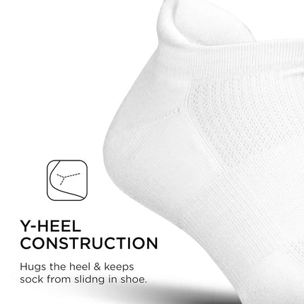 Feetures High Performance Cushion Ankle Sock - No Show Socks for Women & Men with Heel Tab - New White, M (1 Pair)