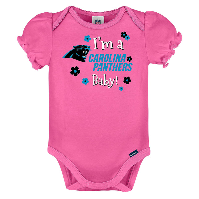 Lot de 3 grenouillères à manches courtes NFL Carolina Panthers, Noir, 0-3M