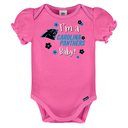 Paquete de 3 bodys de manga corta NFL Carolina Panthers, negros, 6-12M