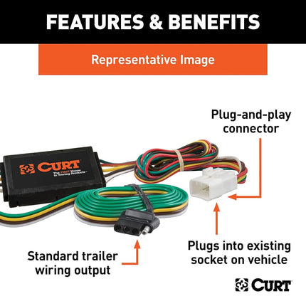 CURT Manufacturing 56161 Vehicle-Side Custom 4-Pin Trailer Wiring Harness,Fits Select Honda Odyssey,Black
