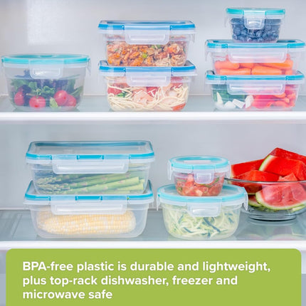 Snapware Total Solution Plastic Food Storage Container 20-Piece Set with Lids – Microwave, Dishwasher and Freezer Safe, BPA-Free Lids for Kitchen Organisation