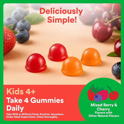 SmartyPants Organic Kids Multivitamin Gummies: Omega 3 (ALA), Vitamin D3, C, Vitamin B12, B6, A, K & Zinc for Immune Support, Biotin, Vegetarian, Three Fruit Flavors, 120 Count (30 Day Supply)