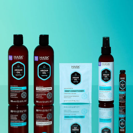 (ARGAN OIL, Shampoo + Conditioner) - HASK ARGAN OIL Shampoo and Conditioner Set Repairing for all hair types, colour safe, gluten free, sulphate free, paraben free - 1 Shampoo and 1 Conditioner