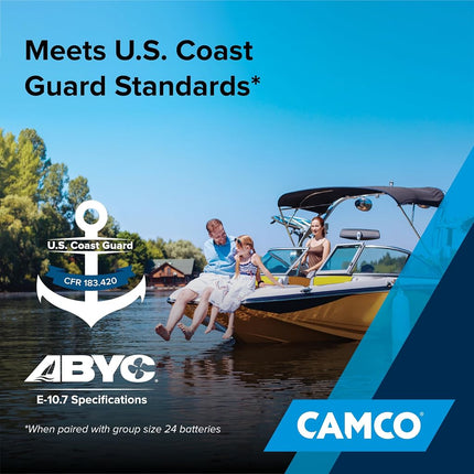 Camco Large Battery Box with Straps and Hardware - Group 27, 30, 31 |Safely Stores RV, Automotive, and Marine Batteries | Measures Inside 7-1/4" x 13-1/4" x 8-5/8" | (55373), Black