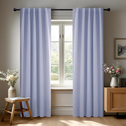 Deconovo Rod Pocket and Back Tab Blackout Curtains for Living Room Thermal Insulated Room Darkening Curtains 42Wx95L Inch Light Purple 2 Panels