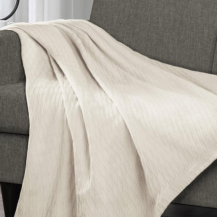 Superior 100% Cotton Thermal Blanket, Soft and Breathable Cotton for All Seasons, Bed Blanket and Oversized Throw Blanket with Luxurious Diamond Weave - King Size, Ivory