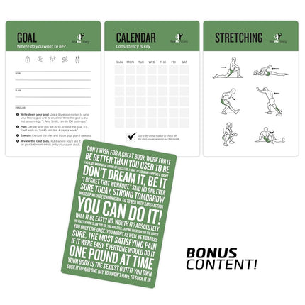 Cartes d'Exercices pour Tubes de Bandes de Résistance NewMe Fitness - Très Grandes Avec 6 Entraînements Efficaces à Domicile, Grandes, Durables et Imperméables Avec Diagrammes et Instructions, Guide de Fitness Simple, 62 Cartes