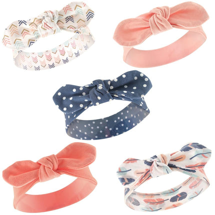 Hudson Baby Unisex Cotton and Synthetic Headbands, Feathers, 0-24 Months, Feathers, 5 Count (Pack of 1)