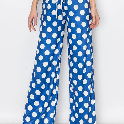 ALWAYS Palazzo Pants for Women - Casual Flowy Wide Leg Lounge Pants, Ap015 / Polka Dot, S