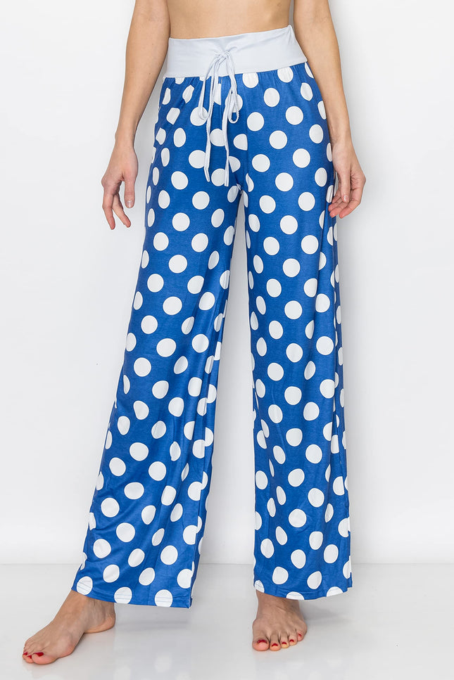 ALWAYS Pantalon Palazzo pour femme - Pantalon décontracté fluide à jambes larges, Ap015 / à pois, S