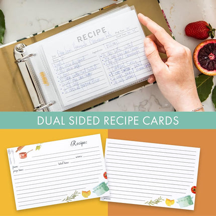 Jot & Mark 3 Ring Recipe Binder 8.5" x 11" | Full-Page with Clear Protective Sleeves and Color Printing Paper for Family Recipes (8.5"x11" Recipe Binder, Kitchen Toolkit)
