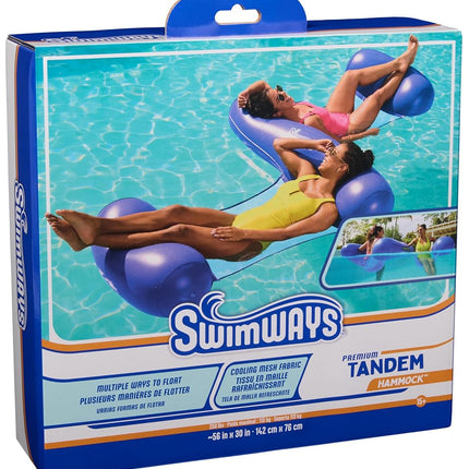 SwimWays Spring Float Premium Tandem Hammock, Pool Hammock Fits 2 Adults, Inflatable Pool Floats Adult with Fast Inflation for Ages 15 & Up