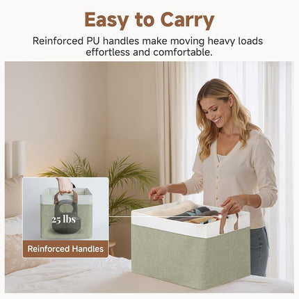 StorageWorks Extra Large Storage Boxes for Shelves, Green and White, 2-Pack