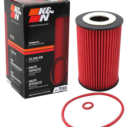 K&N Oil Filter - High Performance-Series compatible with Audi, Seat, Skoda & Volkswagen (HP-7048), Red