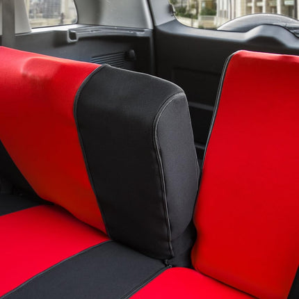 FH Group Back Seat Cloth Car Seat Cover - Universal Fit, Rear Seat Covers for Cars with Rear Split Bench, Car Interior Accessories for SUV, Sedan, Van, Red