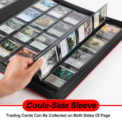 Premium 2000 Pocket Card Binder - 20 Pocket Trading Card Binder with Sleeves Fits 2000 Cards, Ringless Card Album for TCG - Model A，Classic Red