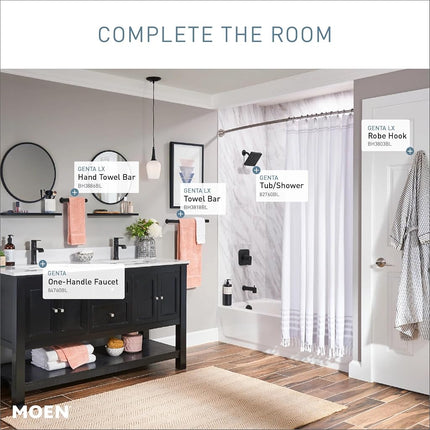 Moen BH3886BL Genta LX Modern 6.8-Inch Length Hand Towel Bar for Kitchen or Bathroom, Matte Black, 6.88 inches(L)