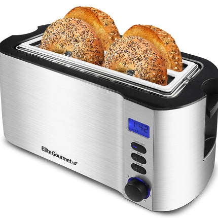 Elite Gourmet ECT4400B# Long Slot 4 Slice Toaster,