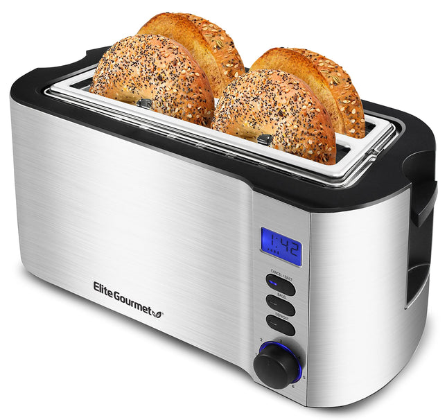 Elite Gourmet ECT4400B# Long Slot 4 Slice Toaster,