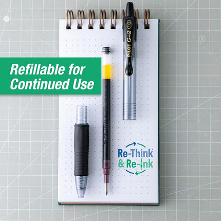 Pilot G2 Retractable Premium Gel Ink Roller Ball Pens, Bold Point, 2-Pack, Black Ink -31250