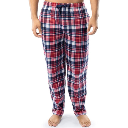Pantalón de pijama IZOD de forro polar microsuede para hombre, a cuadros rojos, XXL