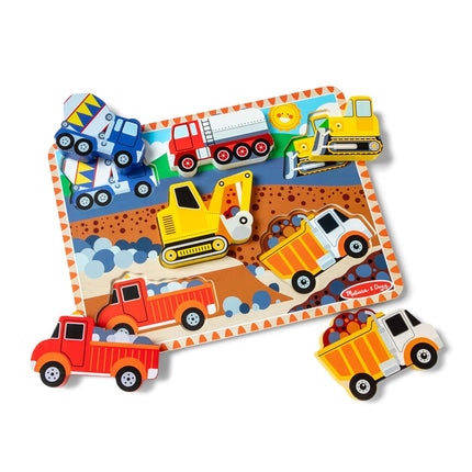 Sablon Melissa & Doug Construction Vehicles Peg Puzzle 3D 3726 (6 Pieces) � 6 Pcs
