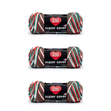 Red Heart Super Saver Pack of 3 - Mistletoe - 7oz/198g - Acrylic - 4 Medium (Worsted) - 364 Yards - Knitting, Crocheting, Crafts & Amigurumi