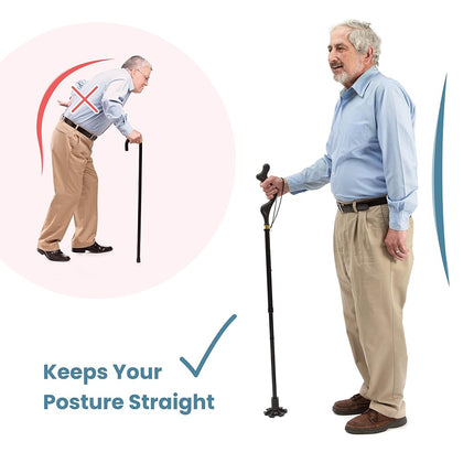 Walking Cane for Men and Walking Canes for Women Special Balancing - Cane Walking Stick Have 10 Adjustable Heights - self Standing Folding Cane, Portable Collapsible Cane, Comfortable