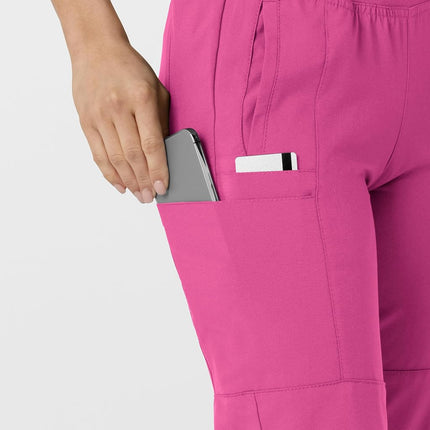 WonderWink Women's Comfort Waist Cargo Jogger Pant, Hot Pink, 1X Tall
