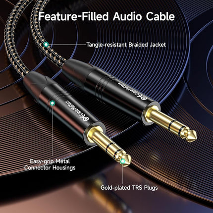Cable Matters Premium Braided Balanced 1/4 Inch TRS Cable (1/4 to 1/4 Cable) - 6 Feet